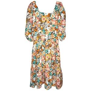 NWT Nasty Gal Retro Floral Balloon Puffy Sleeve Maxi Dress
